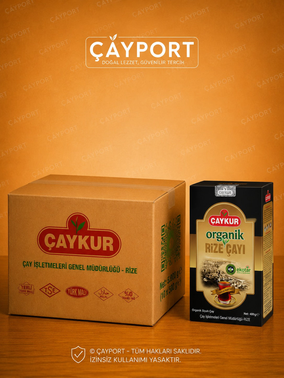 ÇAYKUR Organik Rize Çayı 400 Gr (15'li Koli)
