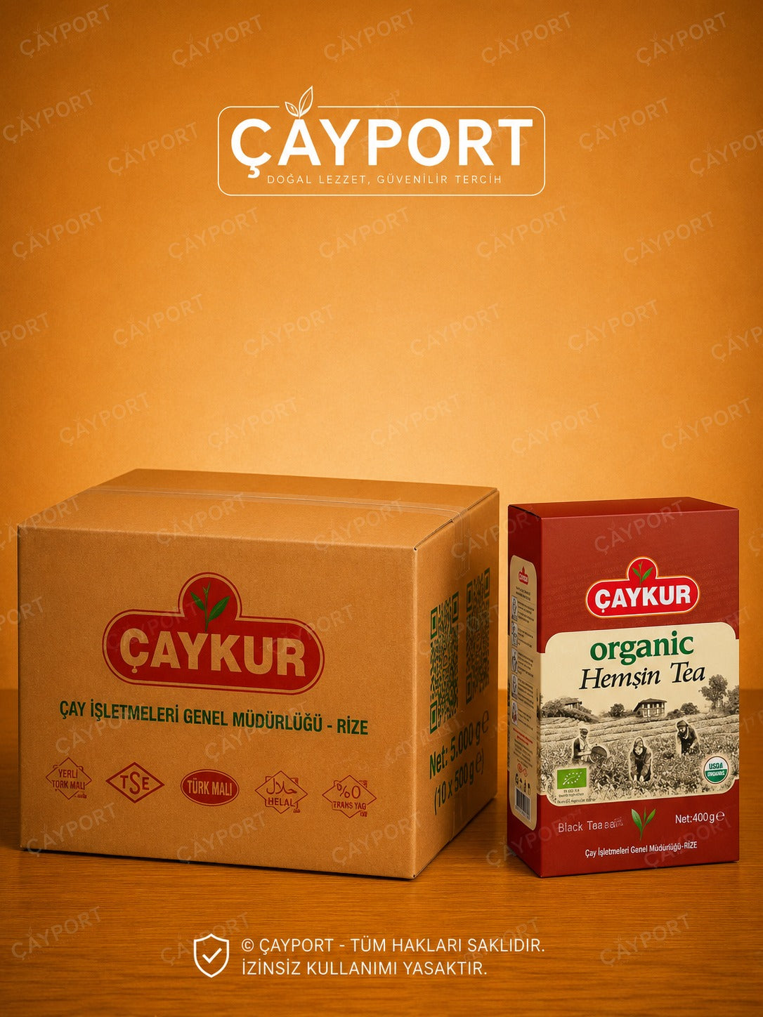 ÇAYKUR Organik Hemşin Tea Siyah Çay 400 Gr (15'li Koli)